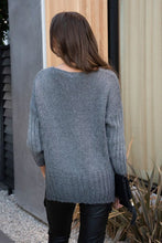 Load image into Gallery viewer, CROCHET STRIPE SLEEVE V NECK SOFT TOUCH SWEATER
