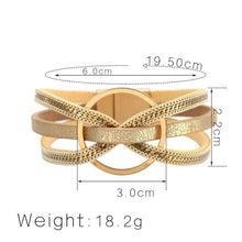 Load image into Gallery viewer, Magnetic Buckle Ring Charm Leather Bangle Bracelet: Beige
