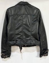 Load image into Gallery viewer, FAUX LEATHER MOTO JACKET WITH GOLD DETAILS
