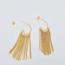 Load image into Gallery viewer, 18K Gold-plated Chain Tassel Post Earrings
