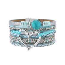 Load image into Gallery viewer, Multi-Layer Heart-Shaped Bangle Bracelets-Blue
