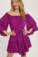 Load image into Gallery viewer, RUFFLED SOLID BOHO DRESS

