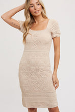 Load image into Gallery viewer, EYELET KNIT SQAURE NECK DRESS
