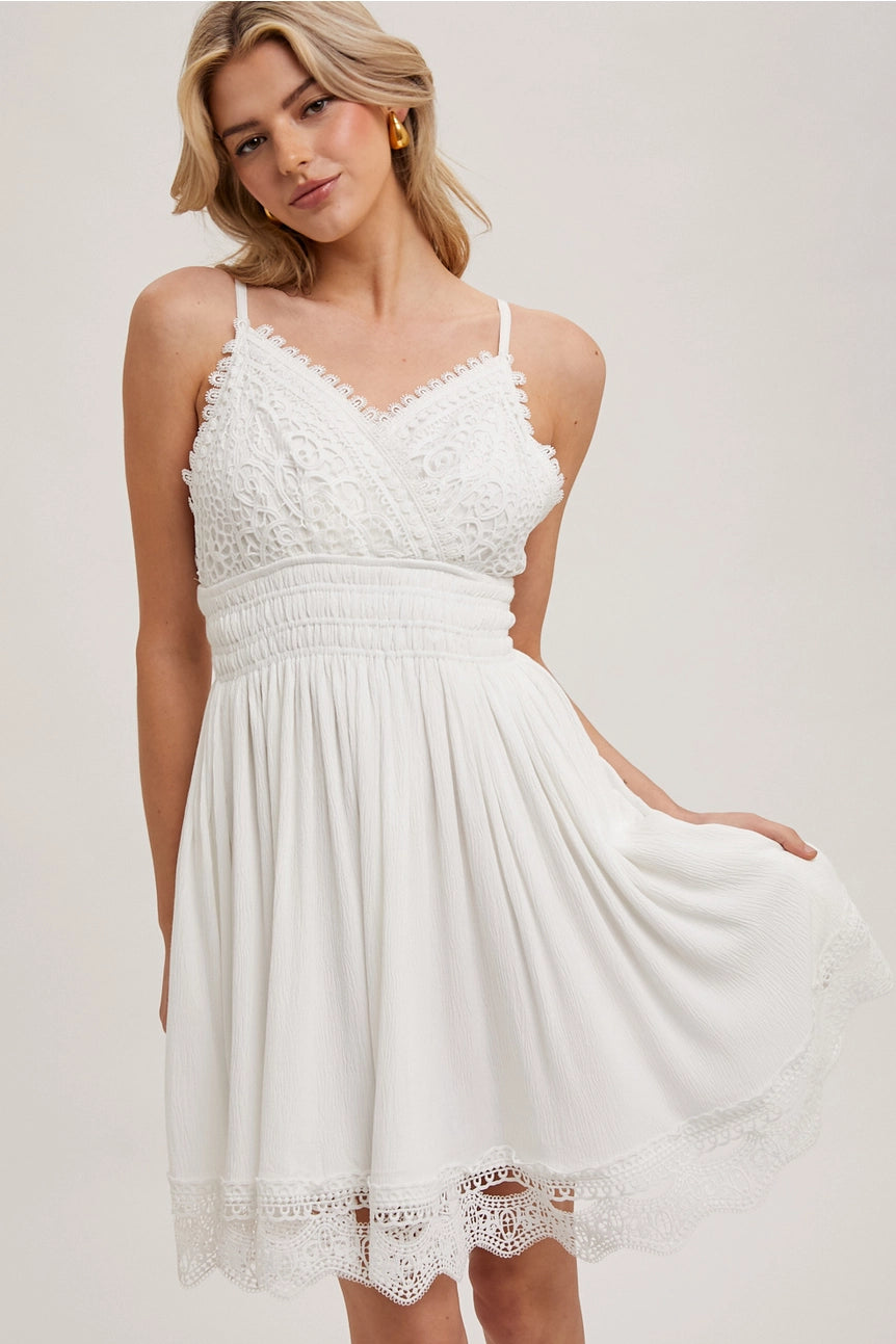 white christmas dresses Lyra Crochet Strappy Back Maxi Dress – Covetique Clothing main image 1