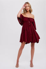 Load image into Gallery viewer, RUFFLE HEM RUCHED MINI DRESS
