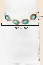 Load image into Gallery viewer, Western Turquoise Concho Oval Disc Chain Belt

