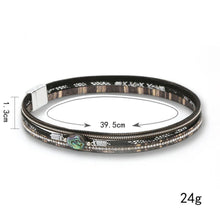 Load image into Gallery viewer, Abalone Shell Rhinestone Leather Magnetic Buckle Bracelet
