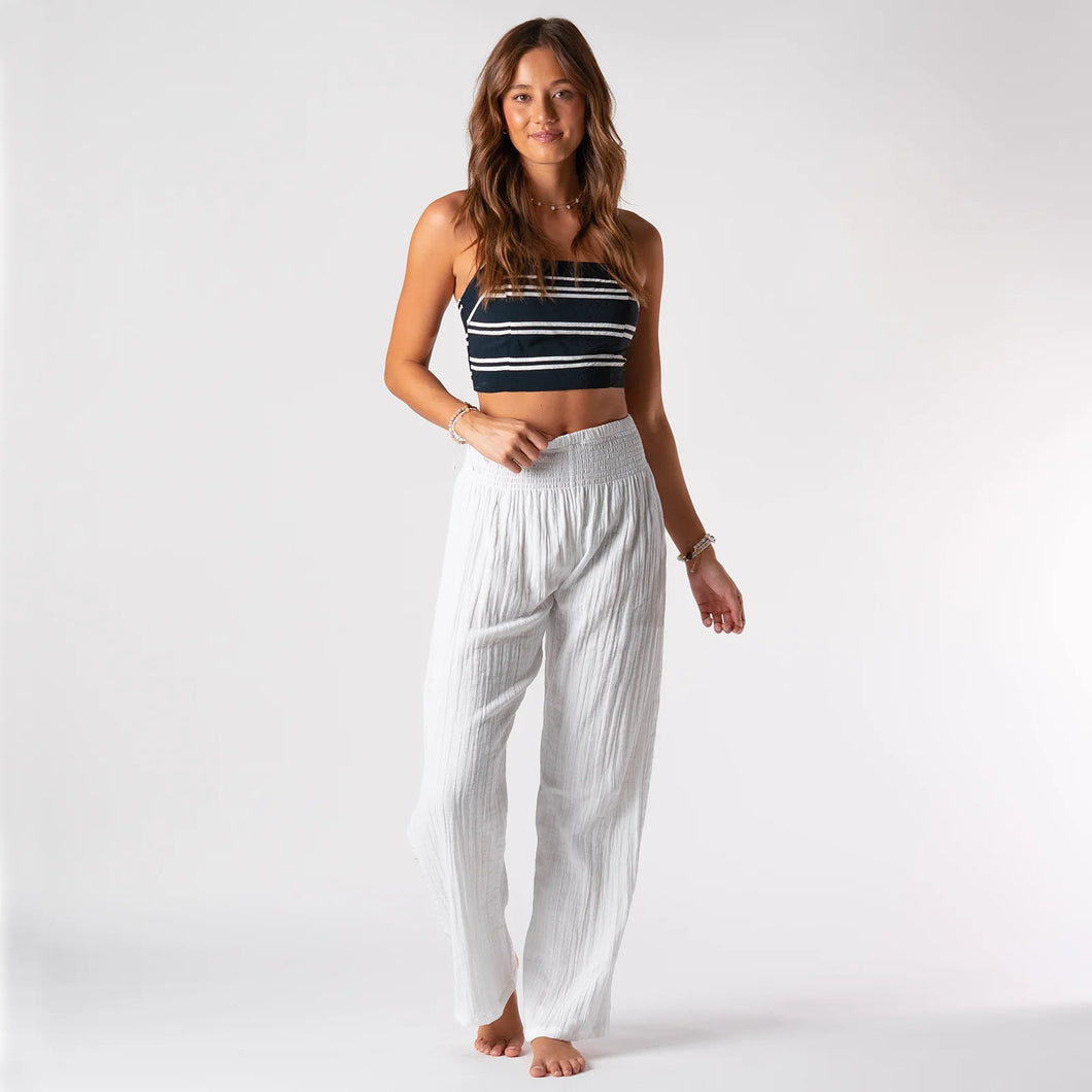 White Wide Leg Beach Cotton Pants