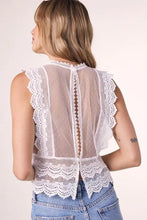 Load image into Gallery viewer, Scalloped Lace Trim Mesh Top
