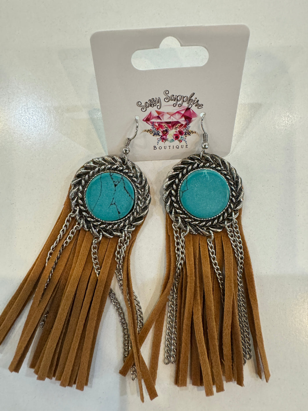 Turquoise fringe earring