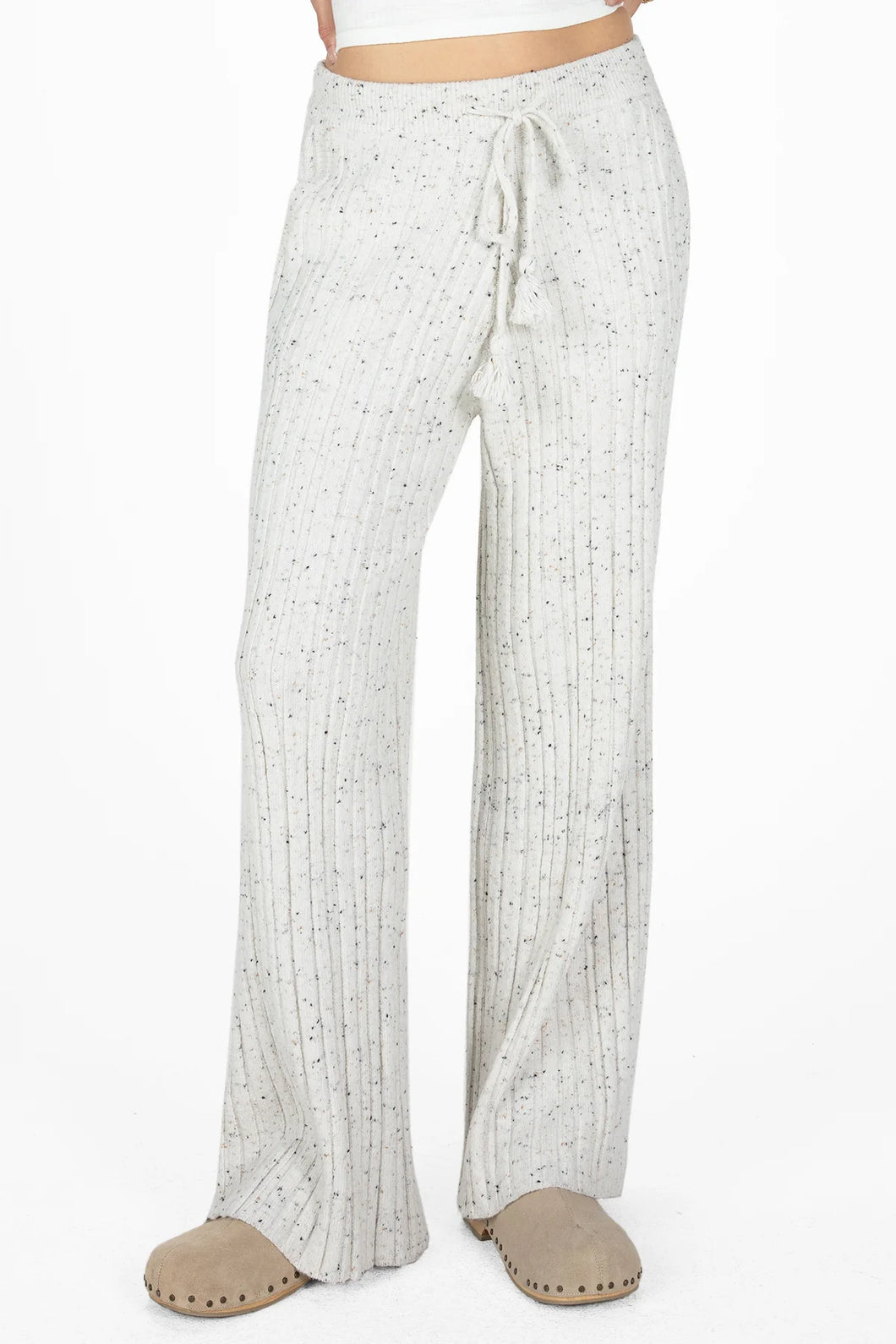 Speckled Ribbed Wide Leg Pants
