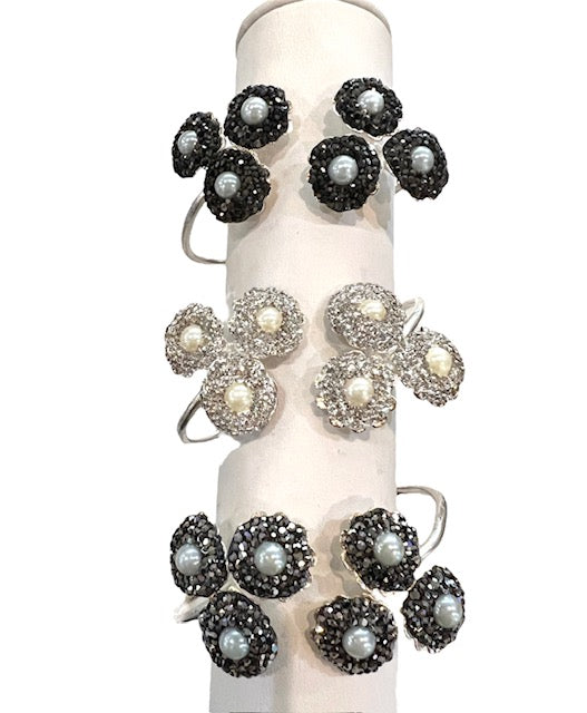 925 Sterling Silver Flower Pearl Bracelet