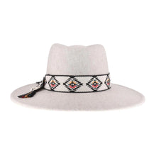 Load image into Gallery viewer, Aztec Trim Band Vegan Fabric C.C Panama Hat
