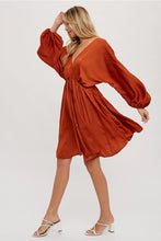 Load image into Gallery viewer, SATIN OPEN-BACK DOLMAN SLEEVED DRESS
