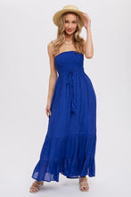 Load image into Gallery viewer, TIERED RUFFLE STRAPLESS MAXI DRESS
