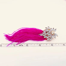 Load image into Gallery viewer, Fuchsia Feather Rhinestone Stud Earrings
