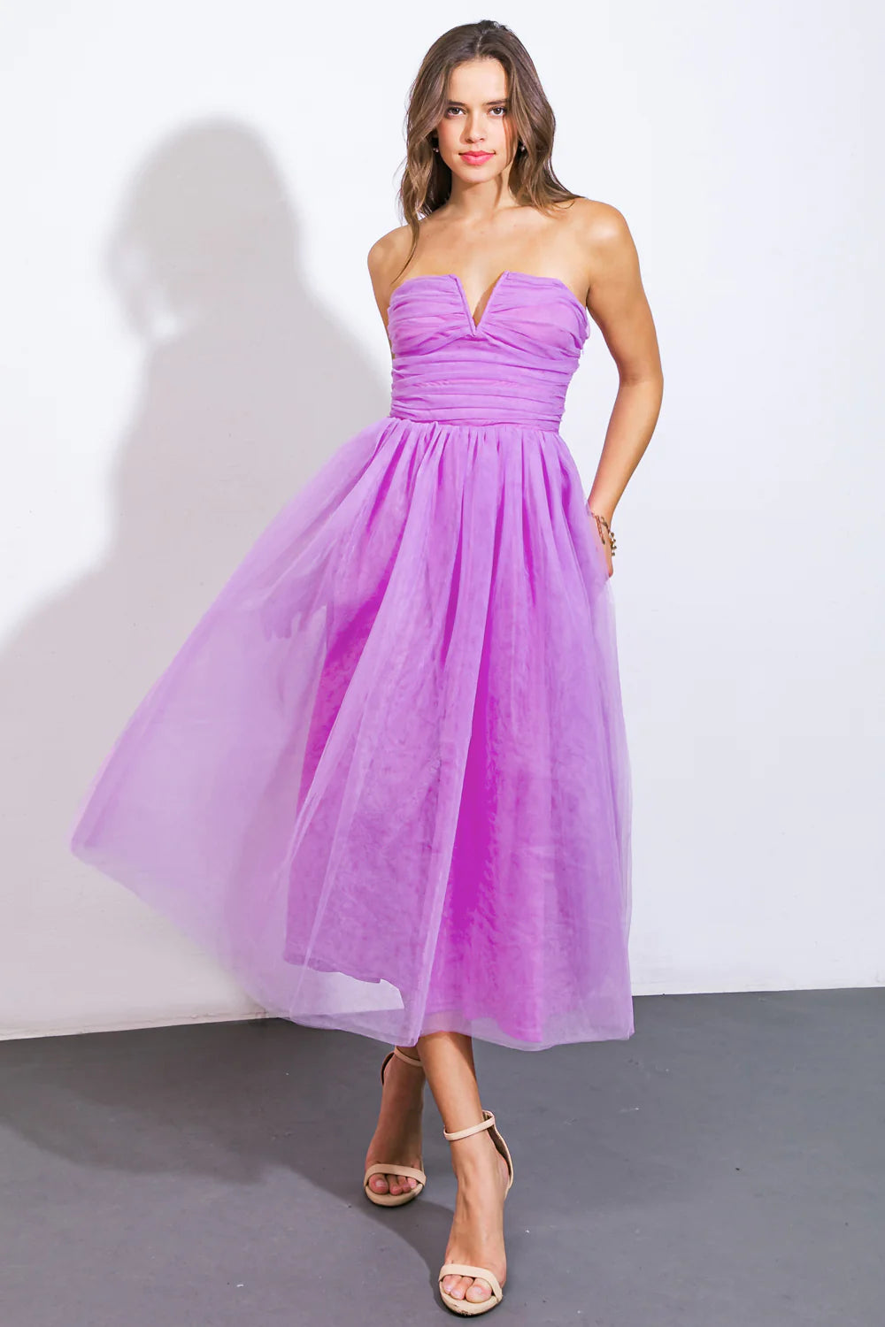 Warm My Heart Tulle Midi Dress L Flying Tomato Orchid / L