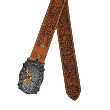 Load image into Gallery viewer, Brisk Leaves Hand-Tooled Leather Belt
