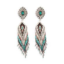 Load image into Gallery viewer, Wild Feather Medallion &amp; Beaded Earrings
