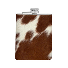 Load image into Gallery viewer, Mountain Trail Flask in Caramel Hair-on Hide
