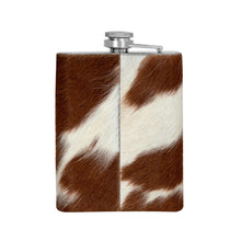 Load image into Gallery viewer, Mountain Trail Flask in Caramel Hair-on Hide
