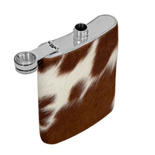 Load image into Gallery viewer, Mountain Trail Flask in Caramel Hair-on Hide
