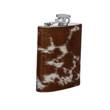 Load image into Gallery viewer, Mountain Trail Flask in Caramel Hair-on Hide
