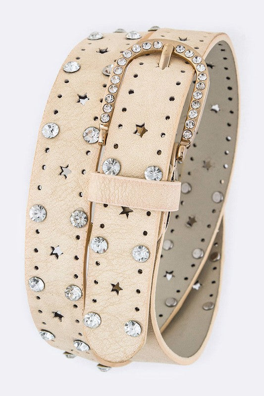 Crystal Perforated Fashion Belt