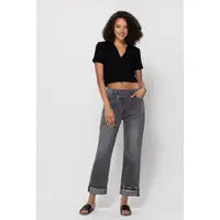 Crisscross waistband boyfriend jeans