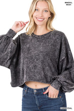 Load image into Gallery viewer, MINERAL WASH RAW EDGE CROPPED PULLOVER
