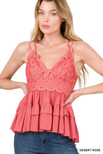 Load image into Gallery viewer, Crochet lace peplum cami
