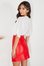 Load image into Gallery viewer, FAUX LEATHER BUTTON SKIRT

