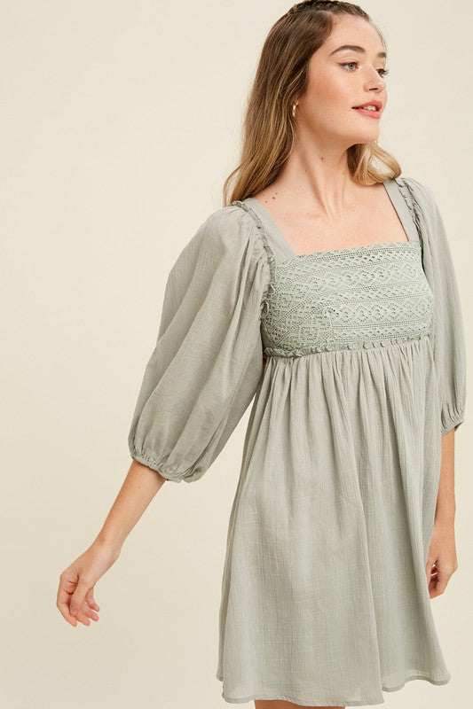 Crochet Square-Neck Dress Medium