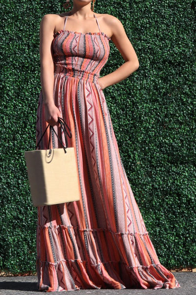 MAXI DRESS WITH SMOCKED TOP – Sassy Sapphire Boutique