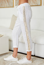 Load image into Gallery viewer, ITALIAN SEQUIN LINEN DRAWSTRING PANTS

