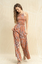 Load image into Gallery viewer, Floral Print Wide Leg Halter Jumpsuit
