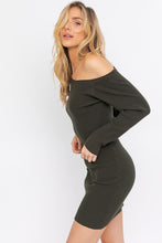 Load image into Gallery viewer, ONE SHOULDER LONG SLEEVE SWEATER DRESS
