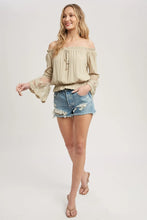 Load image into Gallery viewer, Lace Trim Bell Sleeves Blouse
