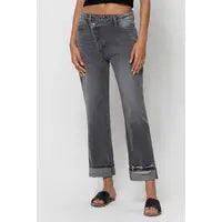 Load image into Gallery viewer, Crisscross waistband boyfriend jeans
