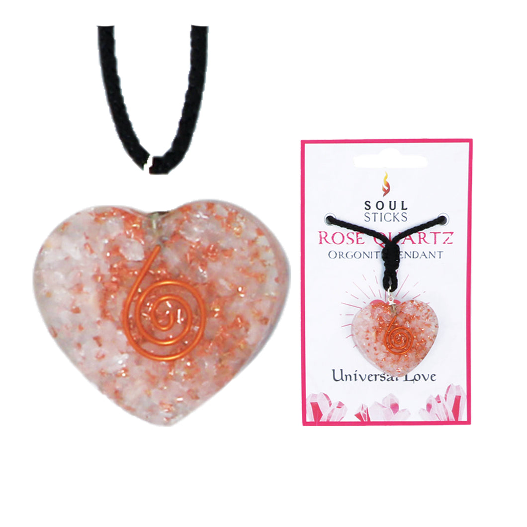 Rose Quartz Orgonite Heart Crystal Necklace 4.5 cm