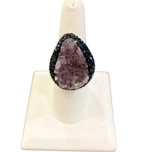 Load image into Gallery viewer, 925 Amethyst &amp; Black Crystal Gemstone Ring
