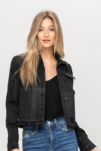 Load image into Gallery viewer, DISTRESSED BLACK COATED CLASSIC JACKET

