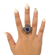 Load image into Gallery viewer, 925 Sterling Silver Flower Sapphire (Dyed)
