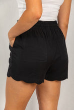 Load image into Gallery viewer, High Waisted Solid Woven Scalloped Shorts
