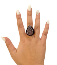 Load image into Gallery viewer, 925 Amethyst &amp; Black Crystal Gemstone Ring

