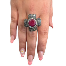 Load image into Gallery viewer, 925 Sterling Silver Flower Ruby (Dyed)
