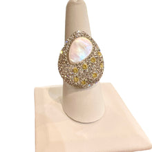 Load image into Gallery viewer, Cultured Pearl &amp; Yellow Crystal Gemstone Ring

