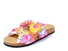 Load image into Gallery viewer, TIE DYE RIBBON BOW SANDALS
