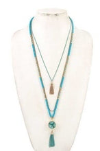 Load image into Gallery viewer, LAYERED Druzy STONE TASSEL PENDANT BEAD NECKLACE SET
