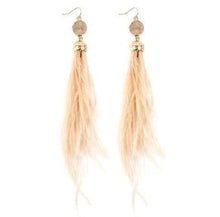 Load image into Gallery viewer, DRUZY STONE WITH DANGLING FEATHER EARRINGS
